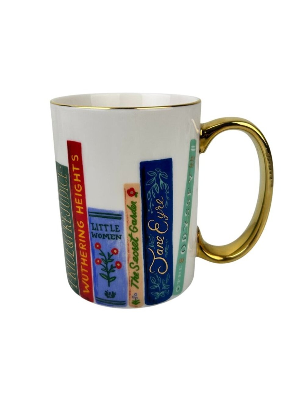Rifle Paper Company Classic Book Ceramic Coffee Mug Gold Odyssey Jane Eyre READ